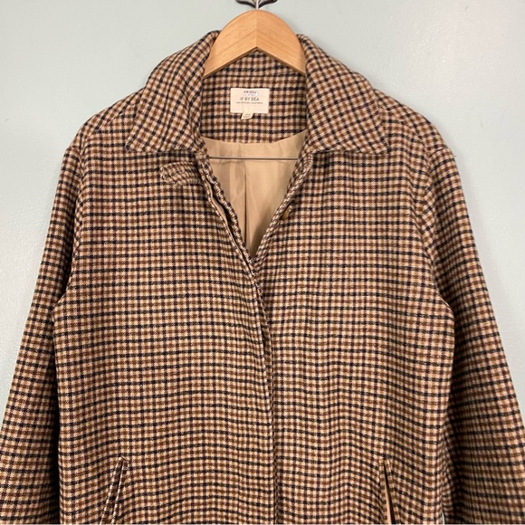 Anthropologie If By Sea Menswear Plaid Overcoat City Coat Brown Academia Small s - Picture 4 of 10